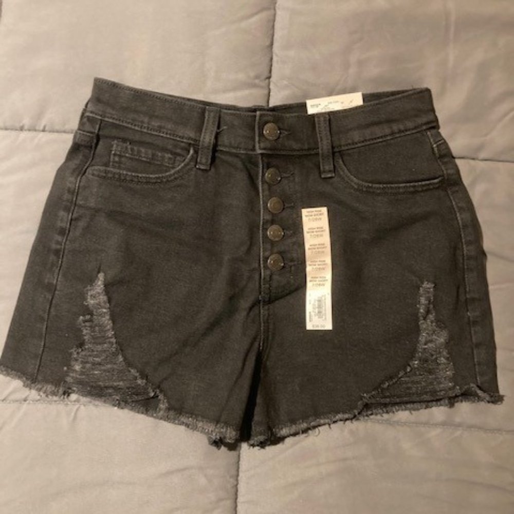 Black Denim High Rise Mom Shorts Size 7/28